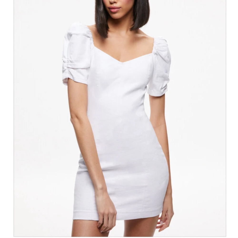 Alice + Olivia Jeans Mimi Puff White Mini Dress Size 2 $350 MSRP